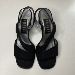Vintage Amalfi Italy Slingback Block Heels Women’s Size 7 Black